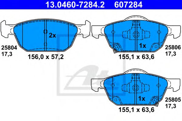 13.0460-7284.2 ATE Тормозные колодки для Honda Civic