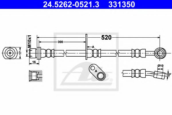 24.5262-0521.3 ATE Тормозной шланг для Daihatsu Materia