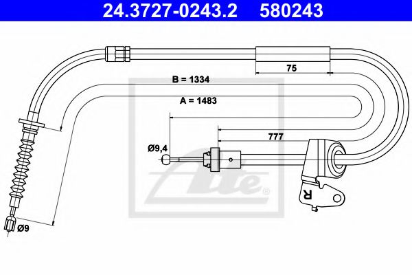 24.3727-0243.2 ATE Трос ручного тормоза для MINI Clubman