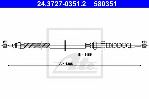 24.3727-0351.2 ATE Трос ручного тормоза для Citroen Xantia
