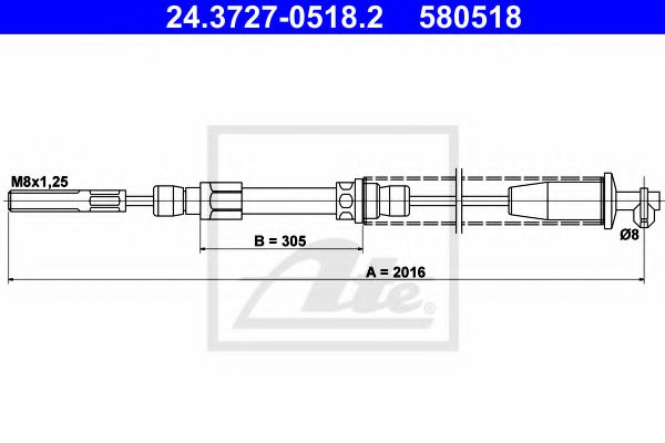 24.3727-0518.2 ATE Трос ручного гальма для Fiat Uno