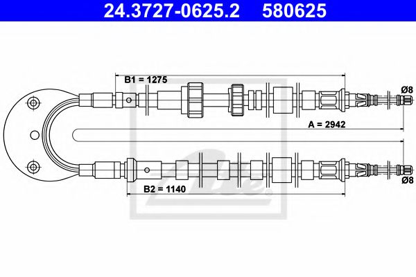 24.3727-0625.2 ATE Трос ручного тормоза