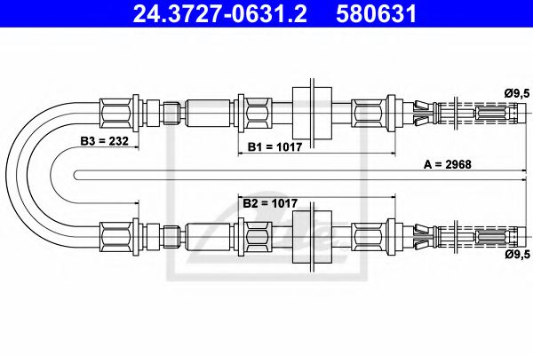 24.3727-0631.2 ATE Трос ручного гальма для Ford Transit