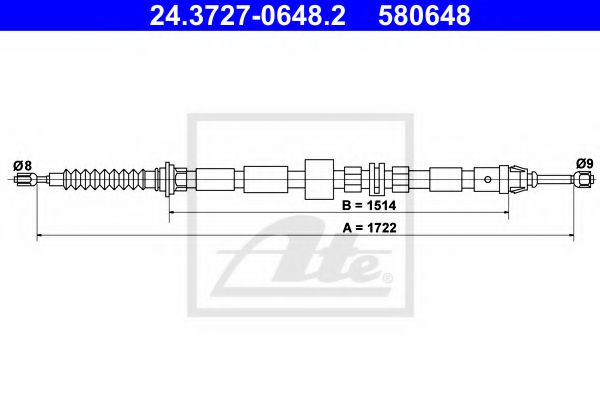24.3727-0648.2 ATE Трос ручного тормоза