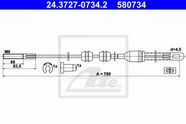 24.3727-0734.2 ATE Трос ручного гальма