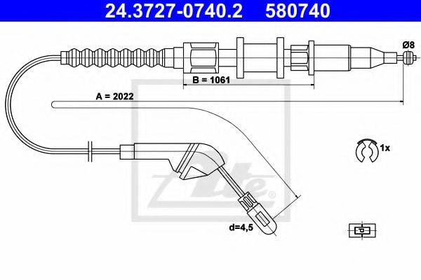 24.3727-0740.2 ATE Трос ручного гальма
