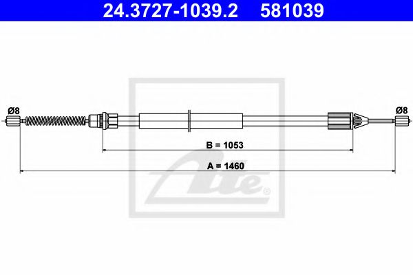 24.3727-1039.2 ATE Трос ручного гальма для Renault Twingo