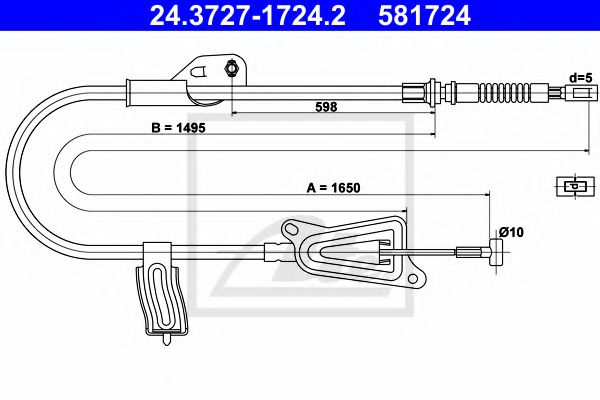 24.3727-1724.2 ATE Трос ручного гальма для Nissan Almera