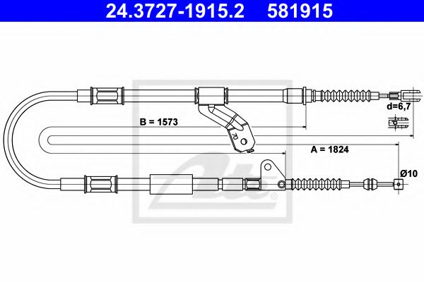 24.3727-1915.2 ATE Трос ручного гальма для Toyota Avensis