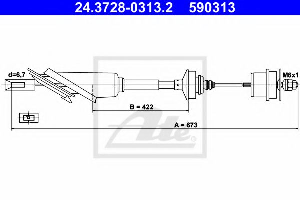 24.3728-0313.2 ATE Трос зчеплення для Citroen Saxo