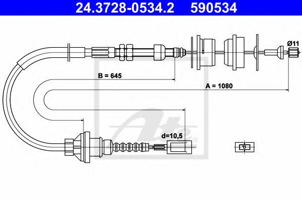 24.3728-0534.2 ATE Трос зчеплення для Fiat Ducato