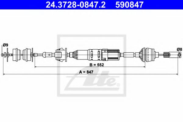 24.3728-0847.2 ATE Трос сцепления для Peugeot 406