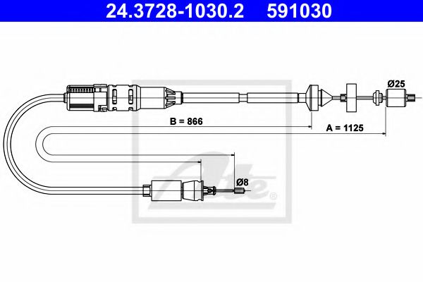 24.3728-1030.2 ATE Трос сцепления для Renault Laguna