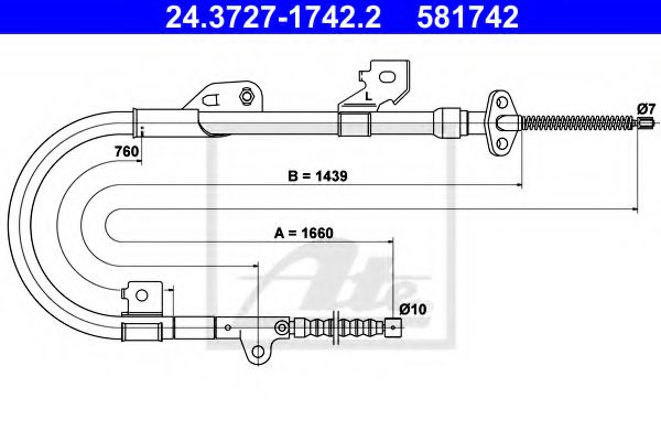 24.3727-1742.2 ATE Трос ручного гальма для Nissan Almera