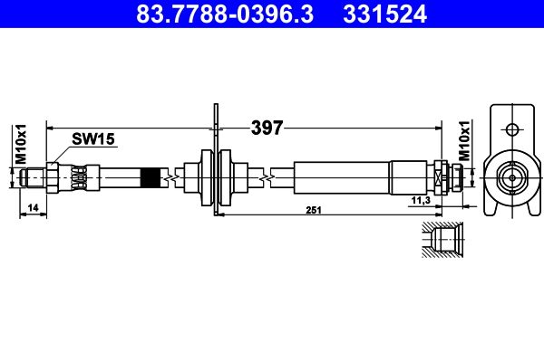 83778803963 ATE Тормозной шланг для Ford Focus