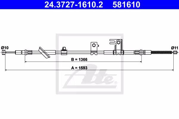 24372716102 ATE Трос ручного тормоза для Honda Jazz
