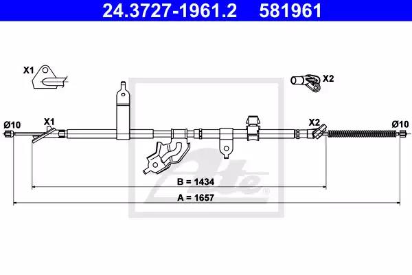 24372719612 ATE Трос ручного тормоза для Toyota Verso
