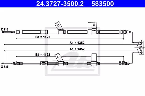 24372735002 ATE Трос ручного гальма для Opel Adam