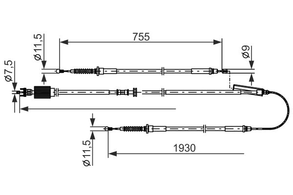 1987482802 Bosch Трос ручного гальма для Opel Astra