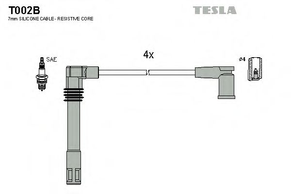 T002B Tesla Комплект проводов зажигания