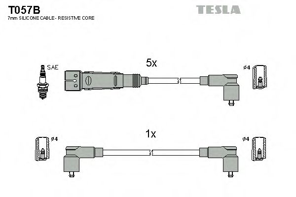 T057B Tesla Комплект проводов зажигания для Volkswagen Transporter