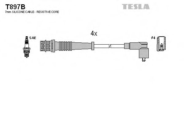 T897B Tesla Комплект проводов зажигания