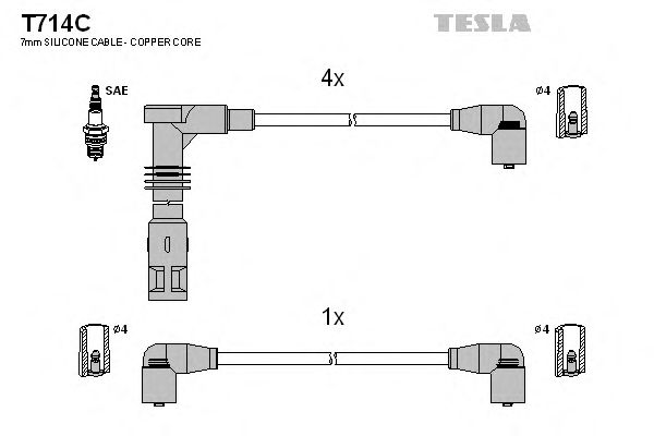 T714C Tesla Комплект проводов зажигания