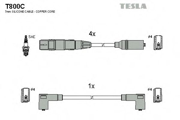 T800C Tesla Комплект проводов зажигания