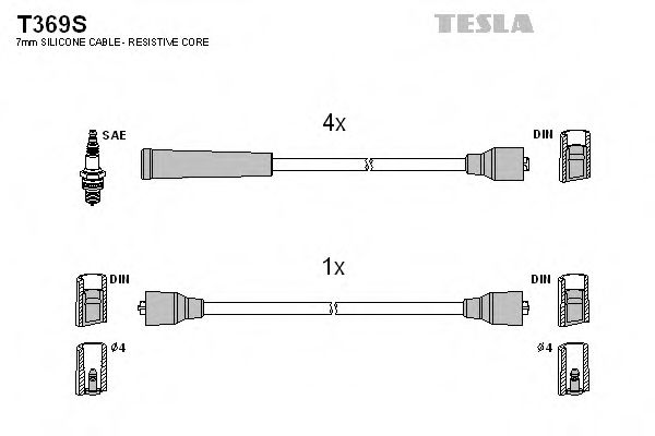 T369S Tesla Комплект проводов зажигания