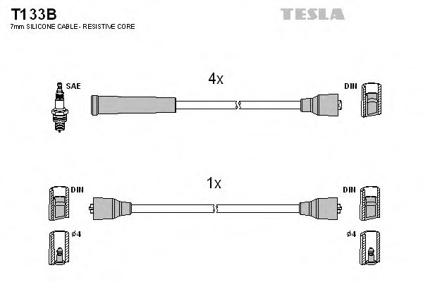 T133B Tesla Комплект проводов зажигания для Fiat Regata