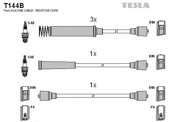 T144B Tesla Комплект дротів запалювання для Opel Vectra