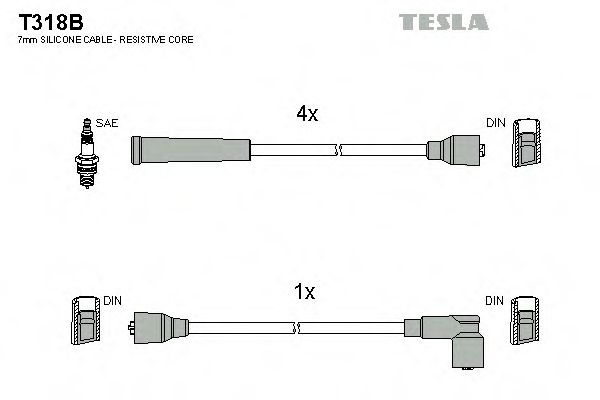 T318B Tesla Комплект дротів запалювання для Renault Master