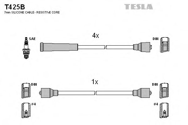 T425B Tesla Комплект проводов зажигания