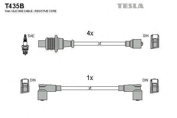 T435B Tesla Комплект проводов зажигания для Citroen BX