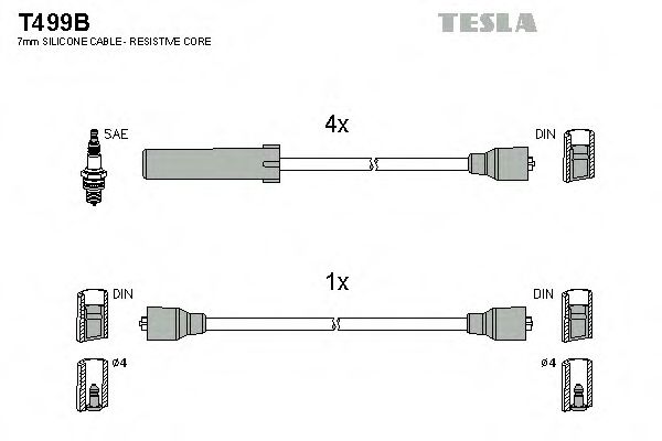 T499B Tesla Комплект дротів запалювання для Seat Terra