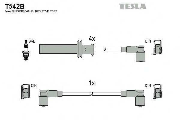 T542B Tesla Комплект проводов зажигания