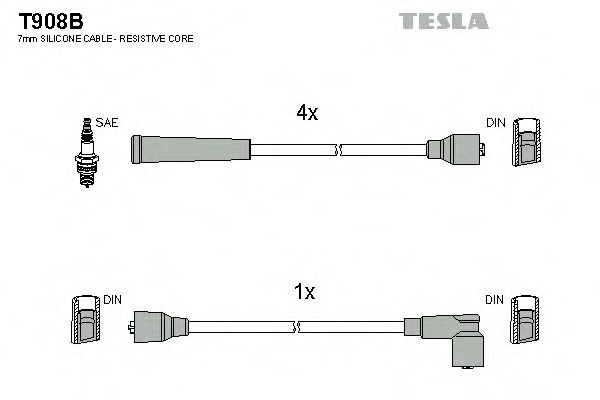 T908B Tesla Комплект проводов зажигания