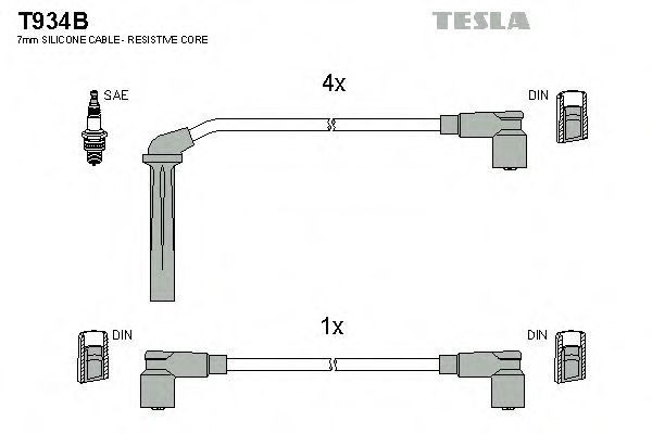 T934B Tesla Комплект проводов зажигания