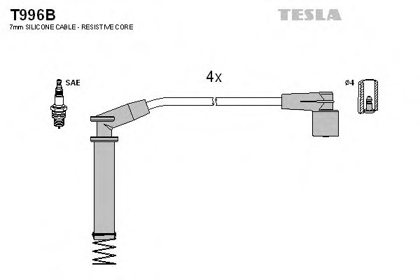 T996B Tesla Комплект дротів запалювання