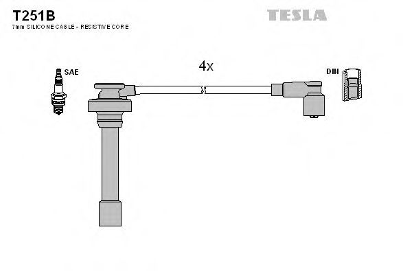 T251B Tesla Комплект проводов зажигания для Mitsubishi Space Star