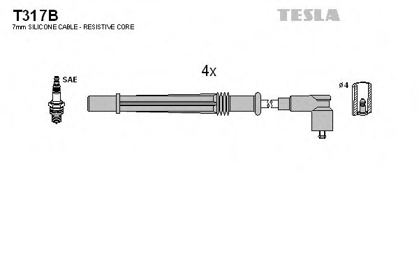 T317B Tesla Комплект проводов зажигания