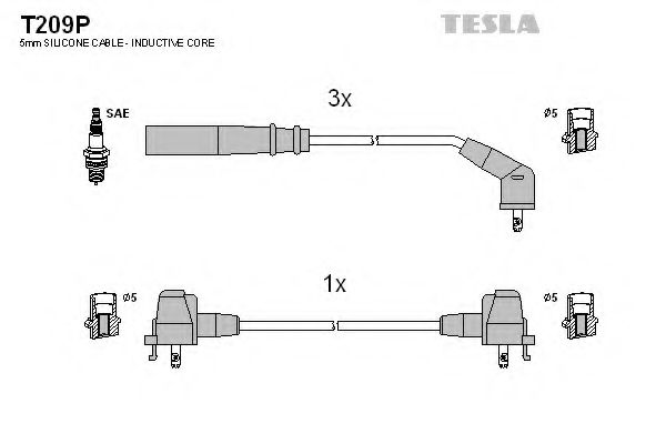 T209P Tesla Комплект дротів запалювання