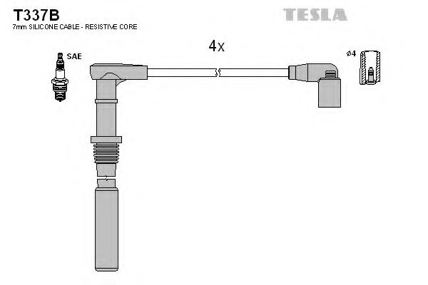 T337B Tesla Комплект проводов зажигания