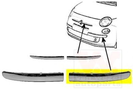 1604581 Van Wezel Облицовка бампера для Fiat 500