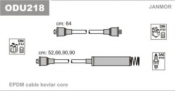ODU218 Janmor Комплект дротів запалювання для Opel Vectra