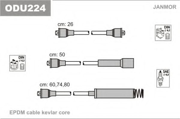 ODU224 Janmor Комплект дротів запалювання для Opel Vectra