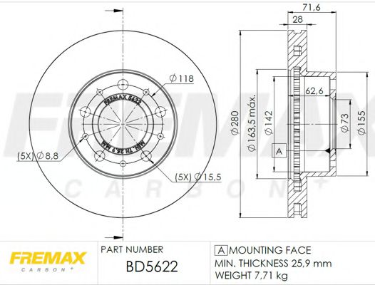 BD-5622 Fremax Тормозной диск
