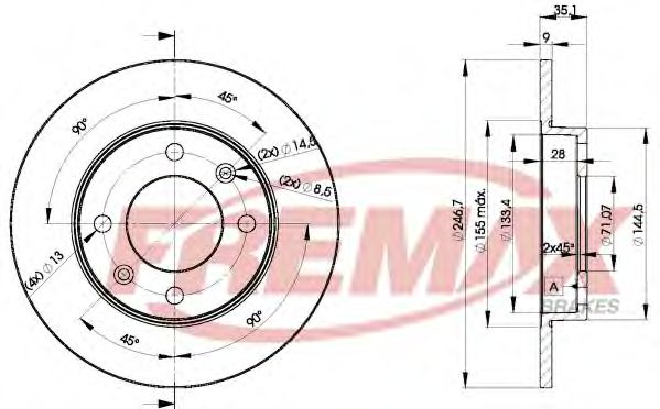 BD-4746 Fremax Тормозной диск