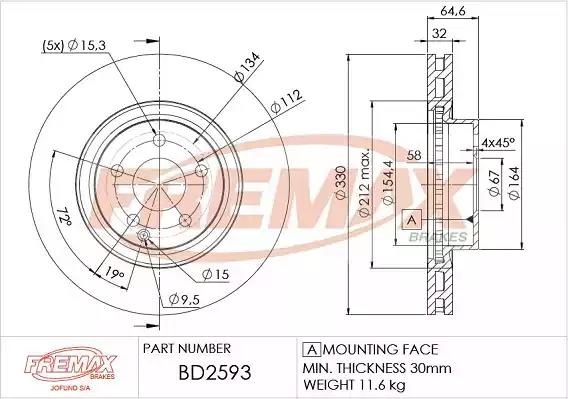 BD-2593 Fremax Гальмівний диск
