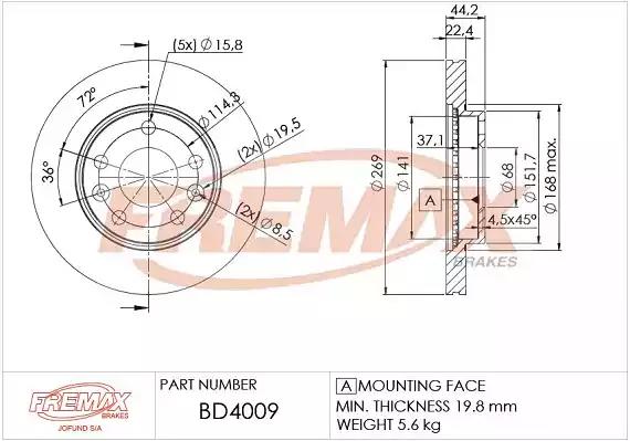 BD-4009 Fremax Гальмівний диск